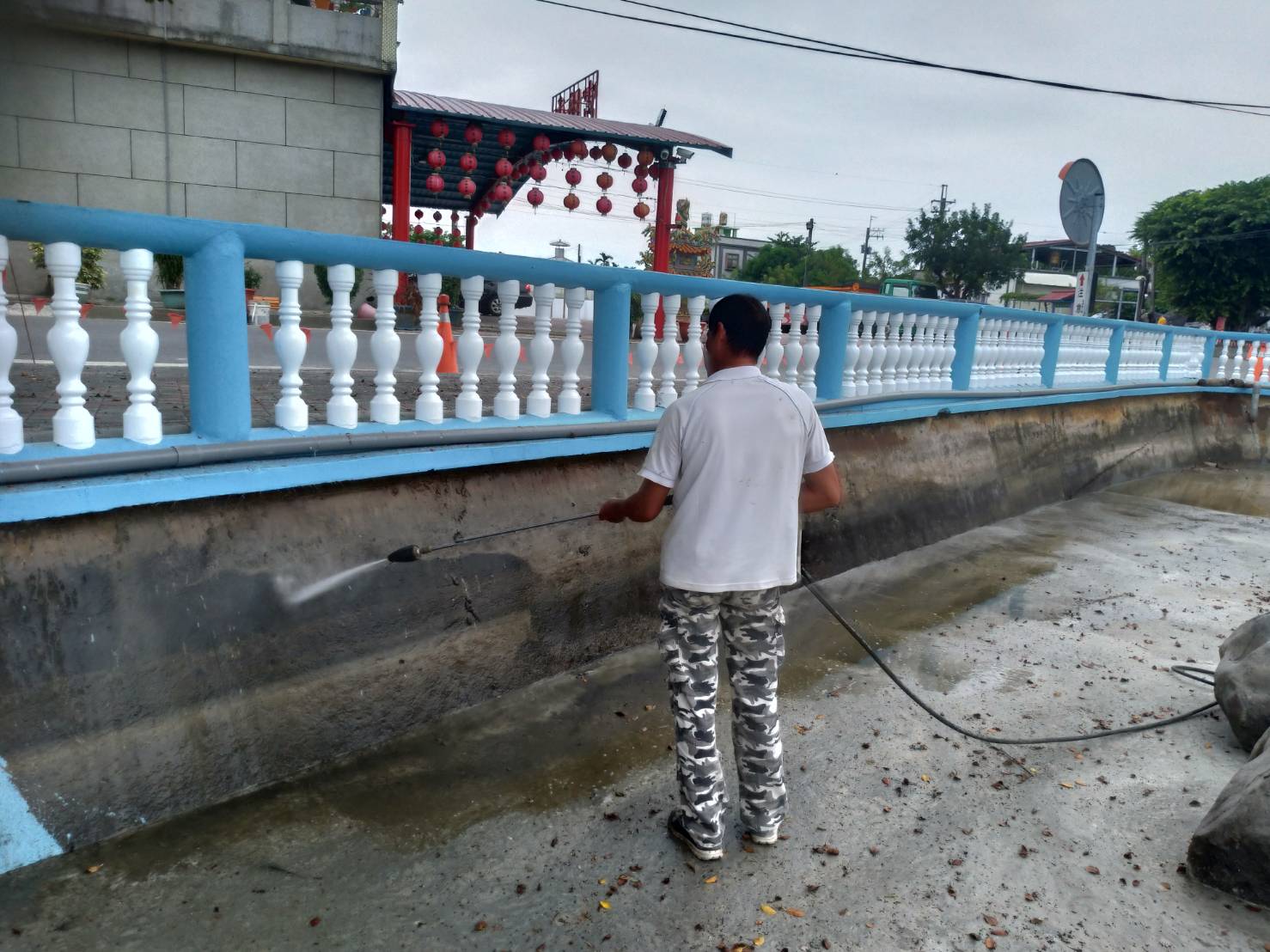 宮廟水池高壓清洗、油漆塗裝